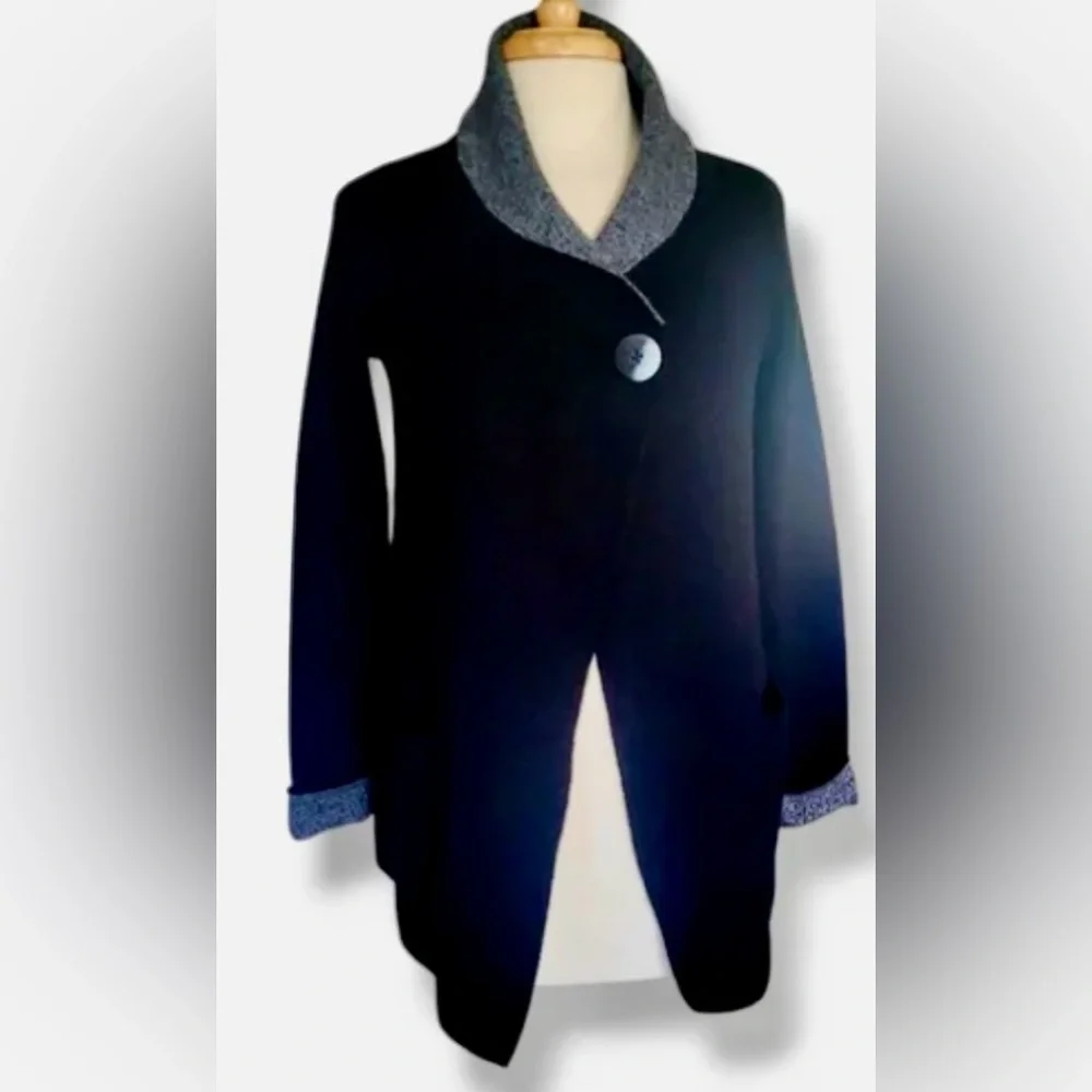 Jones & Co Wool Blend Single Button Sweater Jacket Size Large - Picture 5 of 7